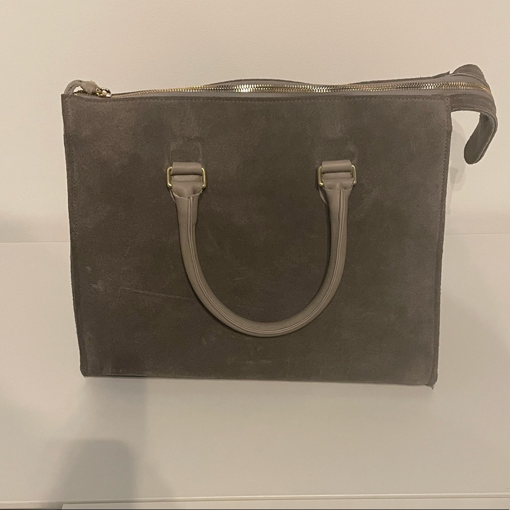 Clare V Gray Sandrine Bag in Dark Grey Suede